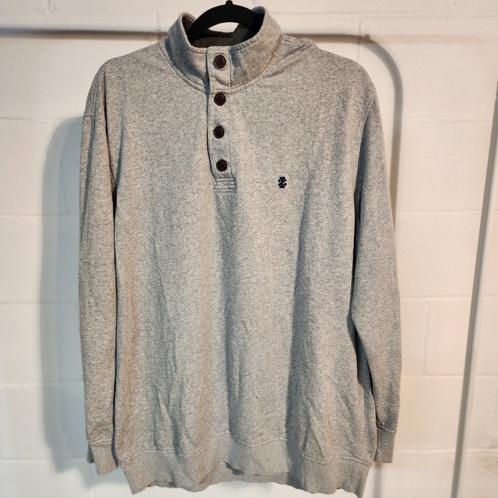 CLEARANCE 💲6️⃣ IZOD Saltwater Gray Button Mock Neck Pullover Sweater